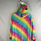 Size 4: Rainbow Unicorn Fleece Hooded Zip-Up Onesie