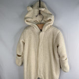 Size 9m: Magnificent Baby Long Sleeve White Fleece Hooded Eared Bunting