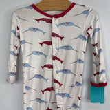 Size 3-6m: Kickee White/Multi Whale 1pc PJs