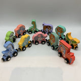 Wooden Magnetic Counting Animals Train Cars 11pc