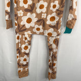 Size 4: Little Sleepies Brown/White Floral 2pc PJs