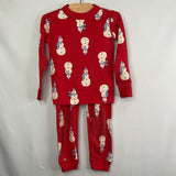 Size 4 (100): Hanna Andersson Red/White Snow Men 2pc PJs
