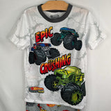 Size 8: Hot Wheels Grey Short Sleeve 2pc PJs