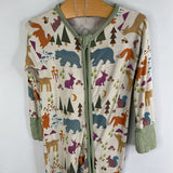 Size 3-6m: Emerson and Friends Beige/Multi Woodland Bamboo 1pc Zip-Up PJs