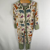 Size 3-6m: Emerson and Friends Beige/Multi Woodland Bamboo 1pc Zip-Up PJs