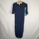 Size NB: LouLou Blue/White Striped Bamboo Knotted Nighty PJs