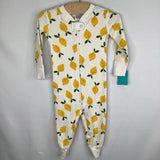 Size 12-18m (75): Hanna Andersson White/Yellow Lemons Organic Cotton 1pc Zip-Up PJs
