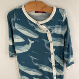 Size 3-6m: Milkbarn Blue/White Whale 1pc PJs