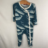 Size 3-6m: Milkbarn Blue/White Whale 1pc PJs