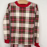 Size 6-7 (120): Hanna Andersson Red/White Plaid Holiday 2pc PJs