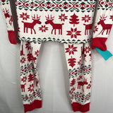 Size 6-7 (120): Hanna Andersson Red/White Reindeer Holiday 2pc PJs
