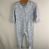 Size 6m: Nordstrom Blue/White Star Long Sleeve Zip-Up Footy Pj