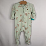 Size 3-6m: Gap Green/Multi Giraffe Zip-Up Footy 1pc PJ's