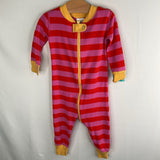 Size 12-18m (75): Hanna Andersson Yellow/Red/Pink Striped 1pc PJs