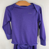 Size 2: Patagonia Purple/Black Striped Base Layer 2pc Set