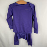 Size 2: Patagonia Purple/Black Striped Base Layer 2pc Set