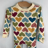 Size 3 (90): Hanna Andersson Yellow/Multi Hearts 2pc PJs