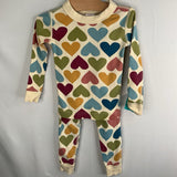 Size 3 (90): Hanna Andersson Yellow/Multi Hearts 2pc PJs