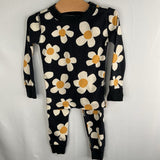 Size 3 (90): Hanna Andersson Black/White Floral 2pc PJs