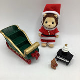 Calico Critter Mr. Lion Winter Sleigh Christmas dress as Santa Clause