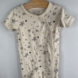 Size 12-18m (75): Hanna Andersson White/Grey Stars Side Snap Onesie