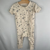 Size 12-18m (75): Hanna Andersson White/Grey Stars Side Snap Onesie