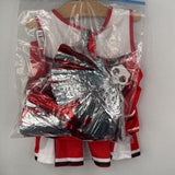 Size 6-8: Red/White/Black Cheerleader 4pc Costume