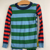Size 4 (100): Hanna Andersson Blue/Multi Stripes Organic Cotton 2pc Shorty Pjs