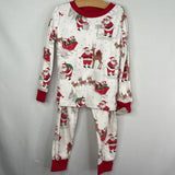 Size 4: Pottery Barn Kids White/Multi Santa Holiday 2pc Pjs