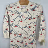Size 3 (90): Hanna Andersson White/Multi Mountain Winter Holiday 1pc Zip-Up PJs