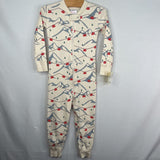 Size 3 (90): Hanna Andersson White/Multi Mountain Winter Holiday 1pc Zip-Up PJs