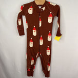 Size 18-24m (80): Hanna Andersson Brown/Multi Santa Holiday Print 1pc Pjs
