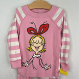 Size 3 (90): Hanna Andersson Pink/White Striped Grinch 2pc Holiday Pjs