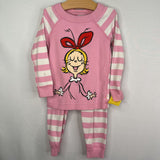 Size 3 (90): Hanna Andersson Pink/White Striped Grinch 2pc Holiday Pjs