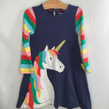 Size 4-5: Boden Navy/Multi Unicorn Long Sleeve Dress