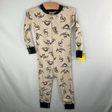 Size 3 (90): Hanna Andersson White/Blue Dinosaur 1pc Zip-Up PJs