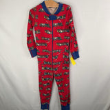 Size 3 (90): Hanna Andersson Red/Blue/Multi Train 1pc Zip-Up PJs