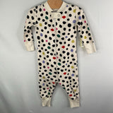 Size 6-12m (60): Hanna Andersson White/Multi Polka Dot 1pc Zip-Up PJs
