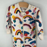 Size 12-18m (75): Hanna Andersson White/Multi Rainbows 1pc Zip-Up PJs