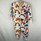 Size 12-18m (75): Hanna Andersson White/Multi Rainbows 1pc Zip-Up PJs