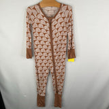 Size 6-12m: Little SleepiesBrown/White Rainbow Zip-Up 1pc PJs