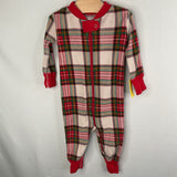 Size 6-12m (70): Hanna Andersson Red/Multi Plaid 1pc Zip-Up PJs