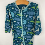 Size 9-12m: Kickee Pants Blue/Multi Animals Zip 1pc Pjs
