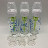 Dr Browns 4oz Glass Bottles with Nipples & Tops- Bag of 3