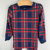 Size 2 (85): Hanna Andersson Navy/Red Plaid 2pc Holiday PJs