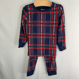Size 2 (85): Hanna Andersson Navy/Red Plaid 2pc Holiday PJs