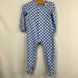 Size 3-6m: Magnetic Me Blue Checked 1pc Footy Pjs