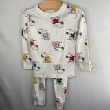 Size 3 (90): Hanna Andersson Peanuts White Snoopy Hearts 2pc Pjs