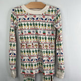 Size 6-7 (120): Hanna Andersson White/Multi Buddy the Elf Organic Cotton 2pc Holiday PJs