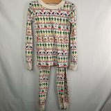 Size 6-7 (120): Hanna Andersson White/Multi Buddy the Elf Organic Cotton 2pc Holiday PJs